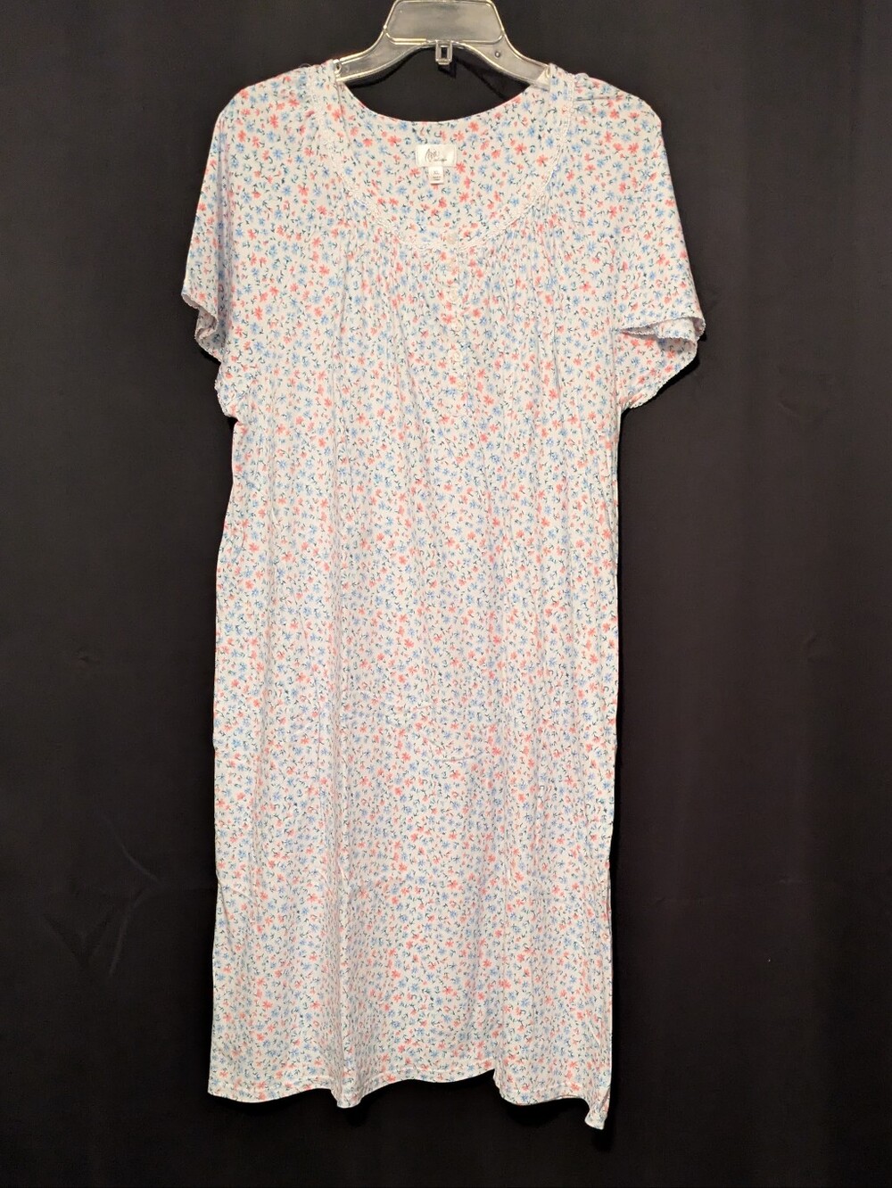 Aria Light Blue Floral Short Sleeve Women's Nightgown XL